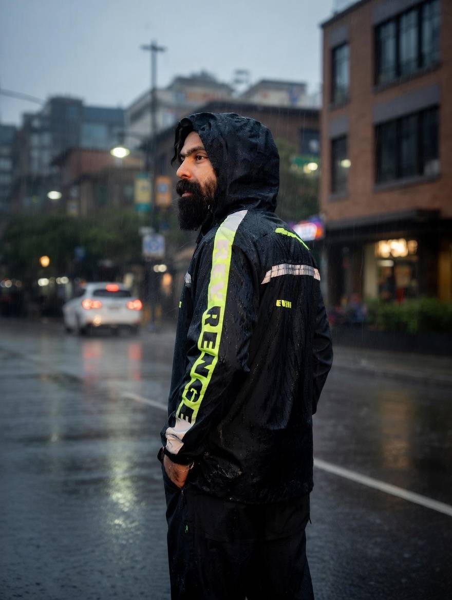 Revenge Raincoat Neon Black