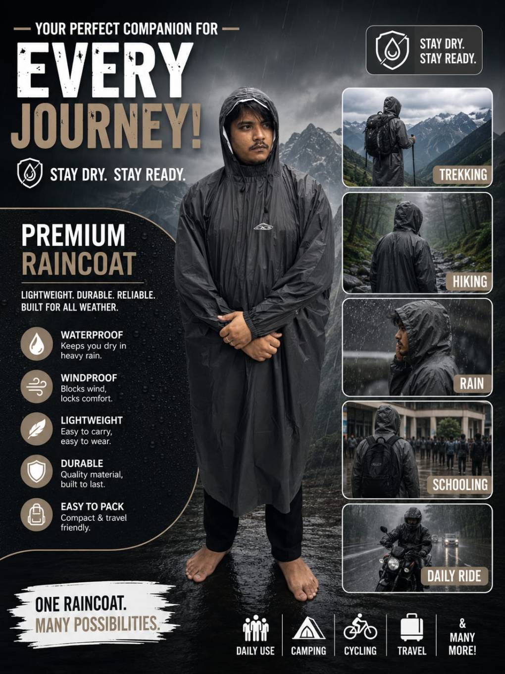 DCS PREMIUM Poncho Black