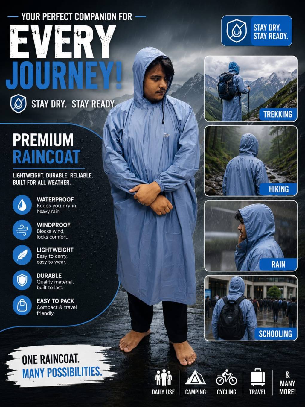 DCS PREMIUM Poncho Sky Blue