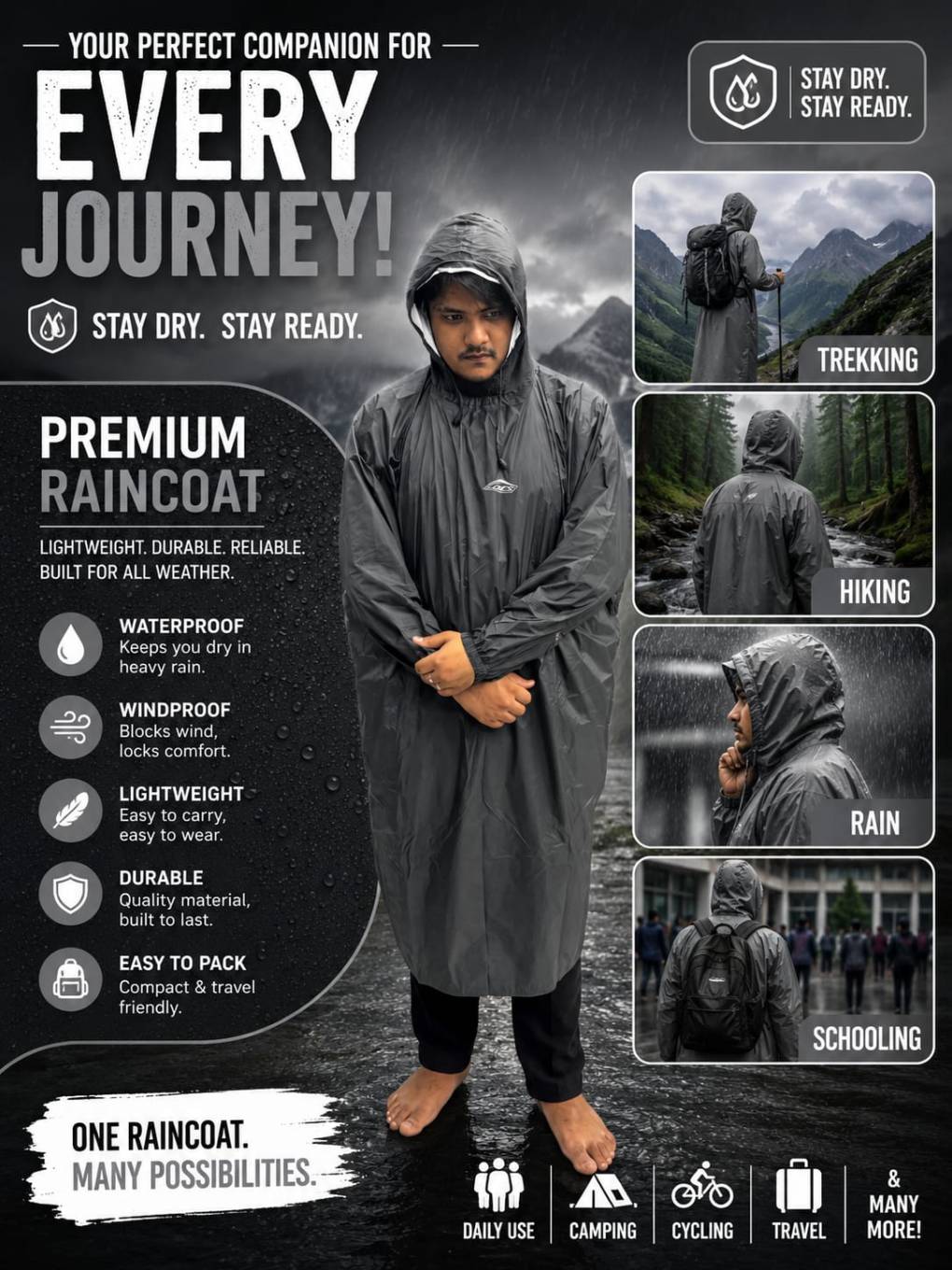 DCS PREMIUM  Poncho Ash Gray